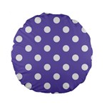 Polka Dots - White on Ube Violet Standard 15  Premium Round Cushion