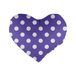 Polka Dots - White on Ube Violet Standard 16  Premium Heart Shape Cushion