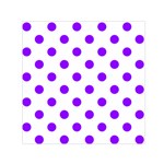 Polka Dots - Violet on White Small Satin Scarf  (Square)