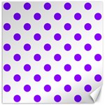 Polka Dots - Violet on White Canvas 12  x 12 