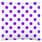 Polka Dots - Violet on White Large Flano Cushion Case (One Side)