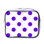 Polka Dots - Indigo Violet on White Mini Toiletries Bag (One Side)