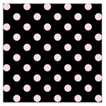 Polka Dots - Pale Pink on Black Large Satin Scarf (Square)