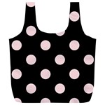 Polka Dots - Pale Pink on Black Full Print Recycle Bag (XL)