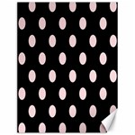 Polka Dots - Pale Pink on Black Canvas 12  x 16 