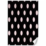 Polka Dots - Pale Pink on Black Canvas 12  x 18 