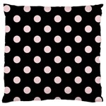 Polka Dots - Pale Pink on Black Standard Flano Cushion Case (One Side)