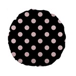 Polka Dots - Pale Pink on Black Standard 15  Premium Round Cushion