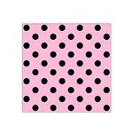 Polka Dots - Black on Cotton Candy Pink Satin Bandana Scarf
