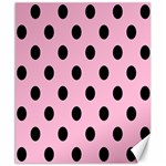 Polka Dots - Black on Cotton Candy Pink Canvas 8  x 10 