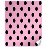 Polka Dots - Black on Cotton Candy Pink Canvas 11  x 14 