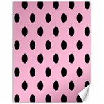 Polka Dots - Black on Cotton Candy Pink Canvas 12  x 16 