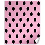 Polka Dots - Black on Cotton Candy Pink Canvas 16  x 20 