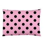 Polka Dots - Black on Cotton Candy Pink Pillow Case (One Side)