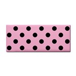 Polka Dots - Black on Cotton Candy Pink Hand Towel