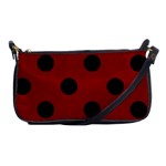 Polka Dots - Black on Dark Red Shoulder Clutch Bag