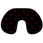 Polka Dots - Bulgarian Rose Red on Black Travel Neck Pillow