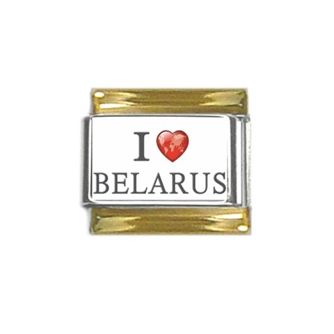 LoveBelarus Gold Trim Italian Charm (9mm) from UrbanLoad.com Front