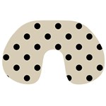 Polka Dots - Black on Pearl Brown Travel Neck Pillow