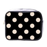 Polka Dots - Almond Brown on Black Mini Toiletries Bag (One Side)