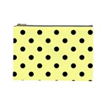Polka Dots - Black on Pastel Yellow Cosmetic Bag (L)