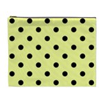 Polka Dots - Black on Pastel Yellow Cosmetic Bag (XL)