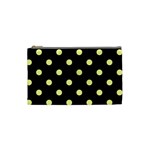 Polka Dots - Pastel Yellow on Black Cosmetic Bag (S)