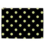 Polka Dots - Pastel Yellow on Black Cosmetic Bag (XXL)