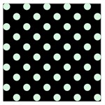 Polka Dots - Pastel Green on Black Large Satin Scarf (Square)