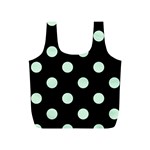Polka Dots - Pastel Green on Black Full Print Recycle Bag (S)