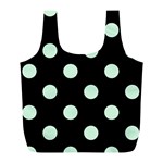 Polka Dots - Pastel Green on Black Full Print Recycle Bag (L)