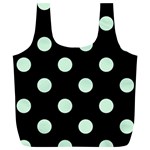 Polka Dots - Pastel Green on Black Full Print Recycle Bag (XL)