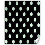 Polka Dots - Pastel Green on Black Canvas 16  x 20 
