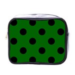 Polka Dots - Black on Dark Green Mini Toiletries Bag (One Side)