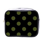 Polka Dots - Army Green on Black Mini Toiletries Bag (One Side)
