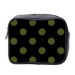 Polka Dots - Army Green on Black Mini Toiletries Bag (Two Sides)