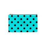 Polka Dots - Black on Aqua Cyan Cosmetic Bag (S)