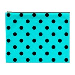 Polka Dots - Black on Aqua Cyan Cosmetic Bag (XL)