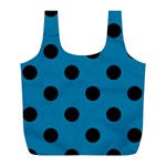 Polka Dots - Black on Cerulean Full Print Recycle Bag (L)