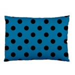 Polka Dots - Black on Cerulean Pillow Case (One Side)