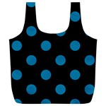 Polka Dots - Cerulean on Black Full Print Recycle Bag (XL)