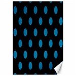 Polka Dots - Cerulean on Black Canvas 12  x 18 