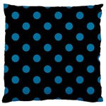 Polka Dots - Cerulean on Black Large Cushion Case (One Side)