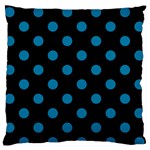Polka Dots - Cerulean on Black Standard Flano Cushion Case (One Side)