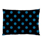 Polka Dots - Cerulean on Black Pillow Case (Two Sides)