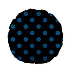 Polka Dots - Cerulean on Black Standard 15  Premium Round Cushion