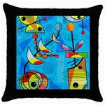 Happy day - blue Throw Pillow Case (Black)