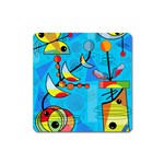 Happy day - blue Square Magnet