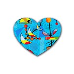 Happy day - blue Rubber Coaster (Heart) 