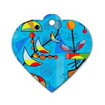 Happy day - blue Dog Tag Heart (Two Sides)